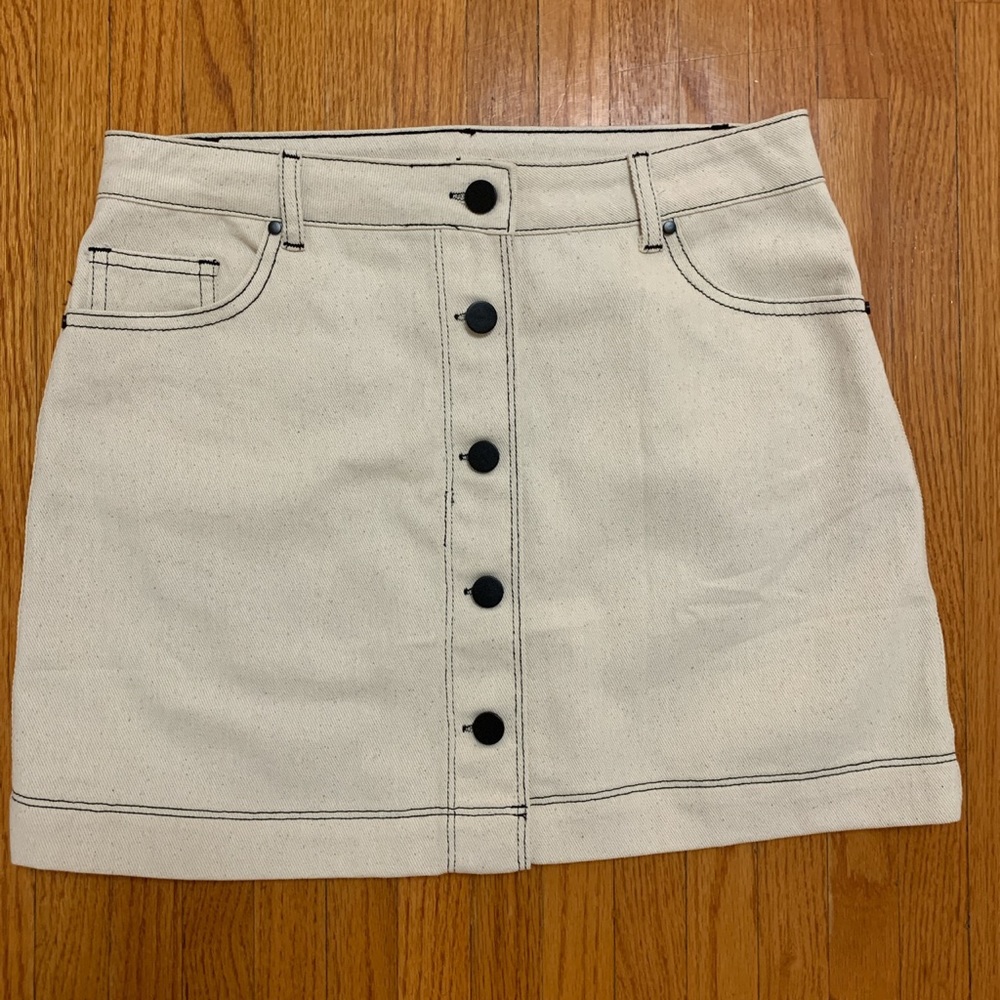 Cream denim skirt‎